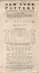 1950's New York One Piece Dress with Cap Sleeves and 3 Neckline Styles - Bust 32" - No. 1525