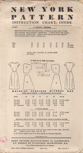 1950's New York One Piece Dress with Cap Sleeves and 3 Neckline Styles - Bust 32" - No. 1525