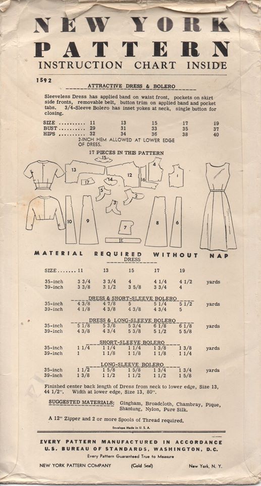 1950's New York One Piece Dress with Contrast Yoke/Strap and Bolero - Bust 31" - No. 1592