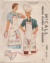 1950's McCall Full Apron with Large Pocket and Chef Hat - One size - No. 1597