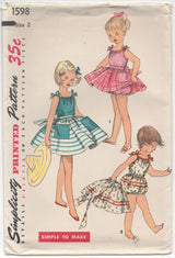 1950's Simplicity Child's One Piece Playsuit and Gathered Overskirt - Chest 21" - No. 1598