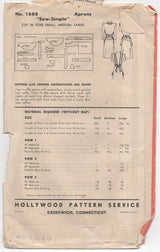 1940's Hollywood Set of 3 Aprons Pattern - Small - No. 1688