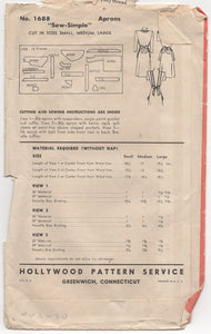 1940's Hollywood Set of 3 Aprons Pattern - Small - No. 1688
