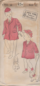 1940's New York Boy's Fly Front and Button Up Jacket - Chest 21" - No. 1755