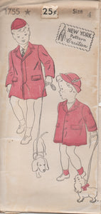 1940's New York Boy's Fly Front and Button Up Jacket - Chest 23" - No. 1755