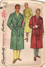 1950's Simplicity Men's Robe and Beach Robe - Chest 34-36" - No. 1758
