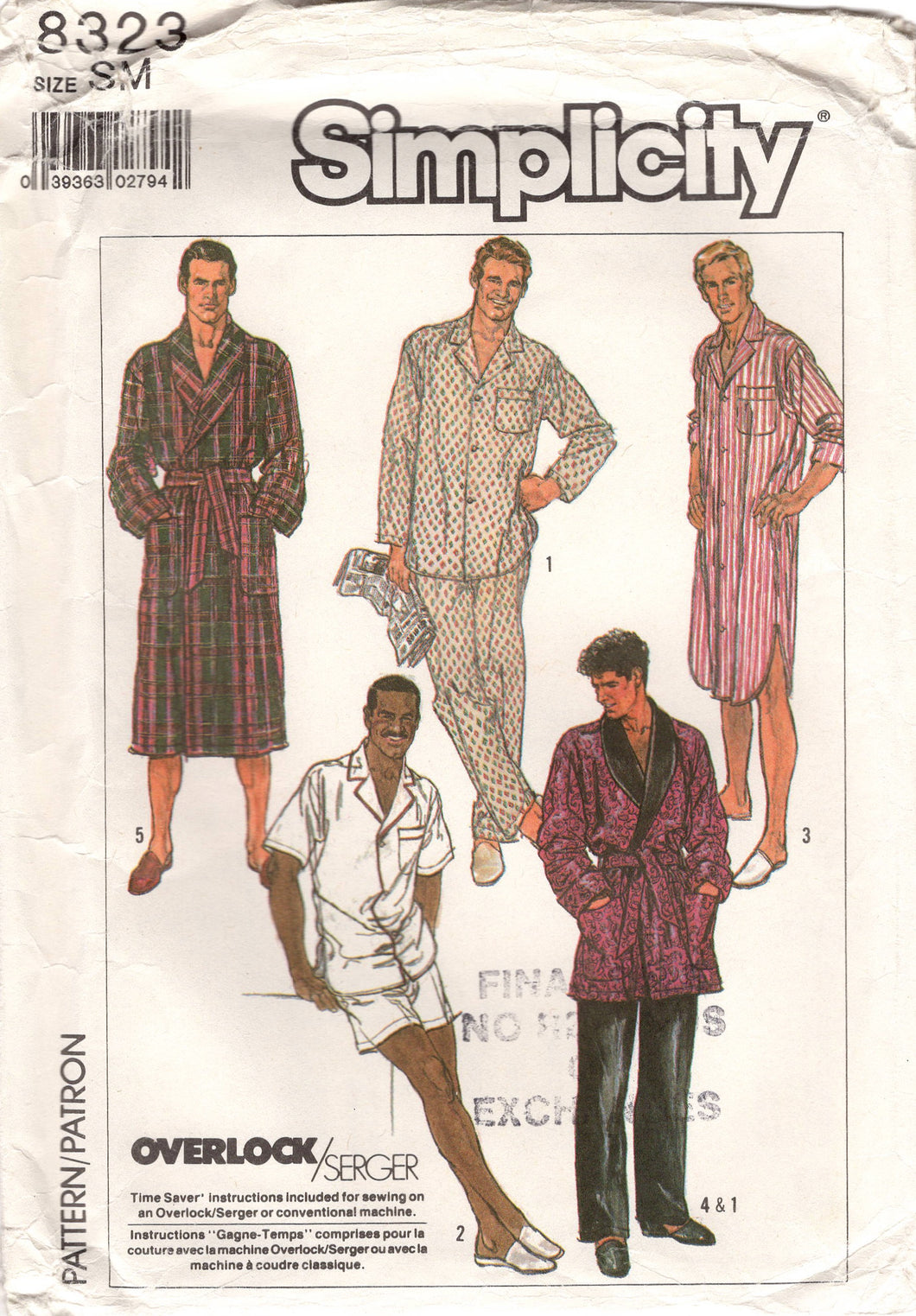 1980's Simplicity Men's Robe and Pajama Pattern - Chest 34-36