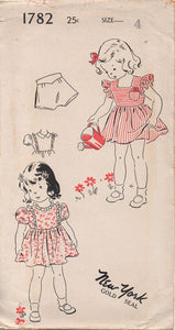 1940's New York Girl's Pinafore and Dress and Bloomers - Chest 23" - No. 1782