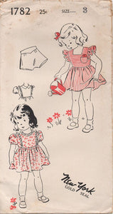 1940's New York Girl's Pinafore and Dress and Bloomers - Chest 22" - No. 1782