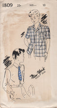 1940's New York Child's Button Up Shirt with Breast Pocket - Chest 28" - No. 1809