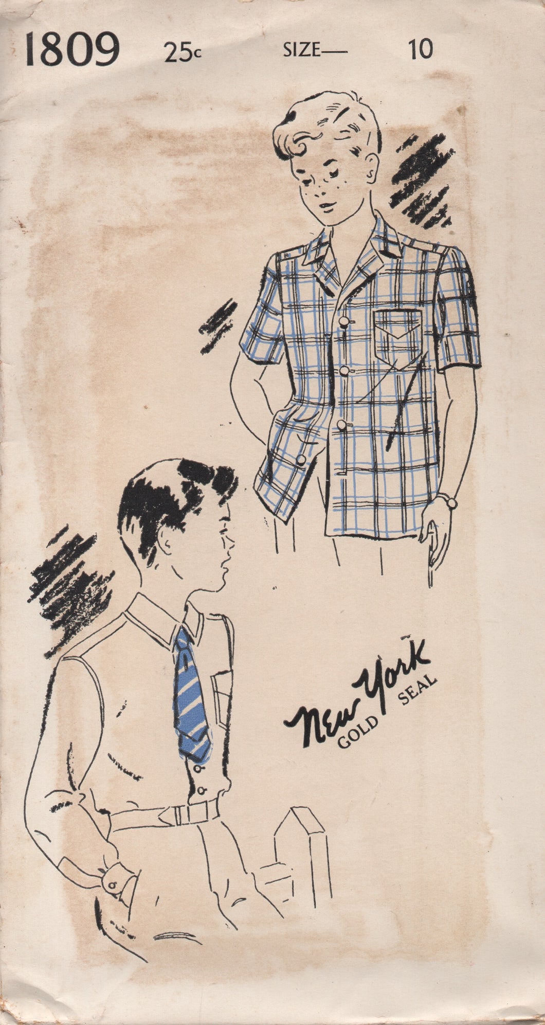 1940's New York Child's Button Up Shirt with Breast Pocket - Chest 28