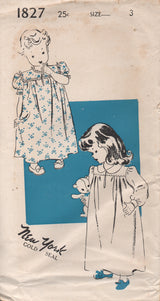 1940's New York Child's Nightgown in Two Sleeve lengths - Chest 22" - No. 1827