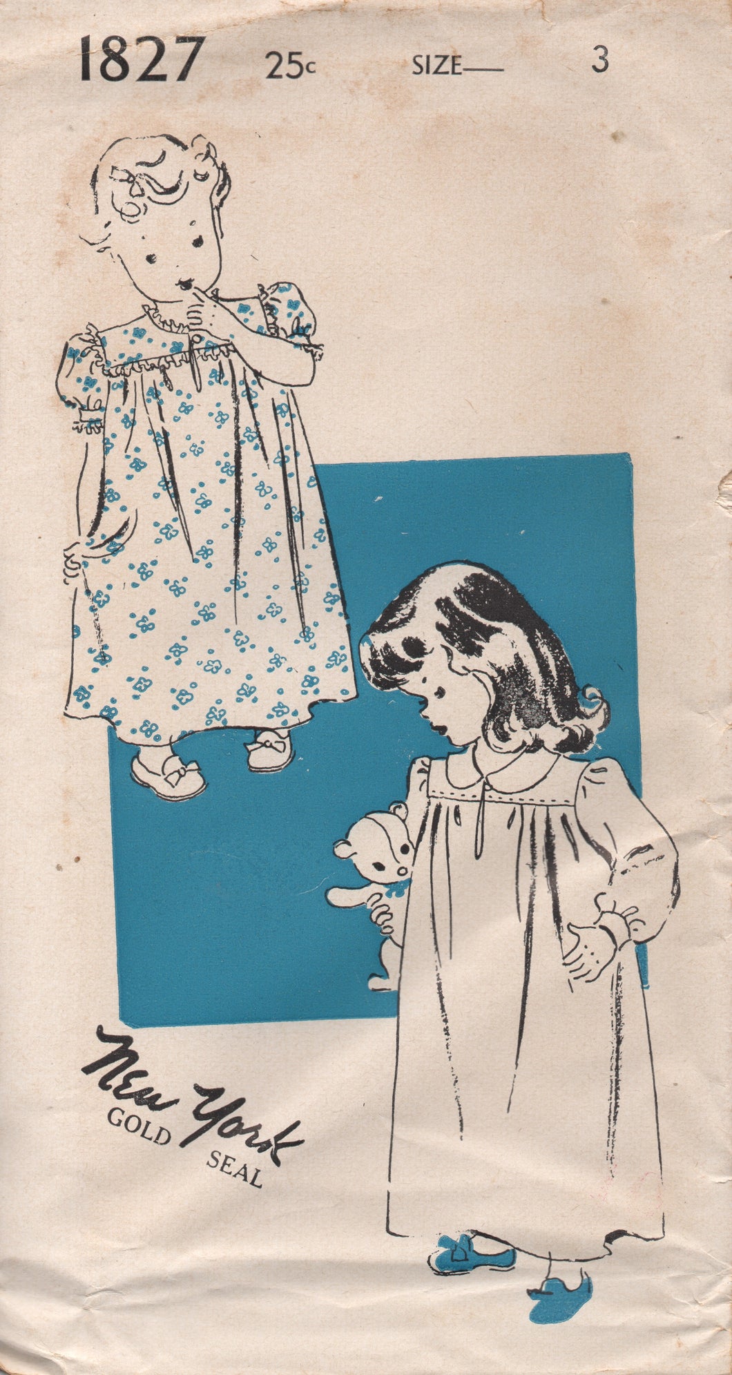 1940's New York Child's Nightgown in Two Sleeve lengths - Chest 22