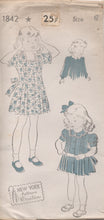 1940's New York Girl's Princess Line Dress with Tie Back and Two Sleeve Lengths - Chest 24" - No. 1842