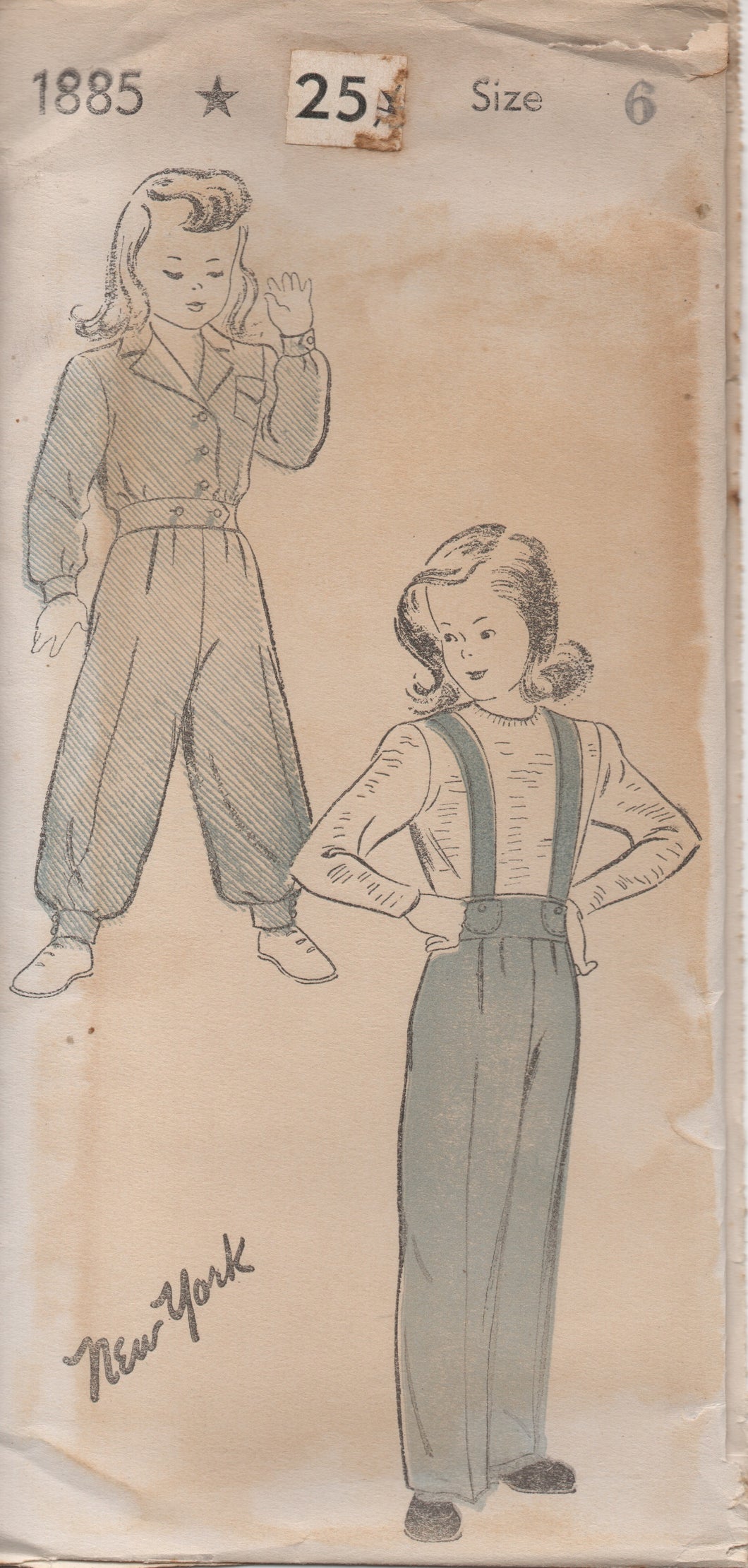 1940's New York Child's Battle Jacket and Slacks with Suspenders - Breast 24