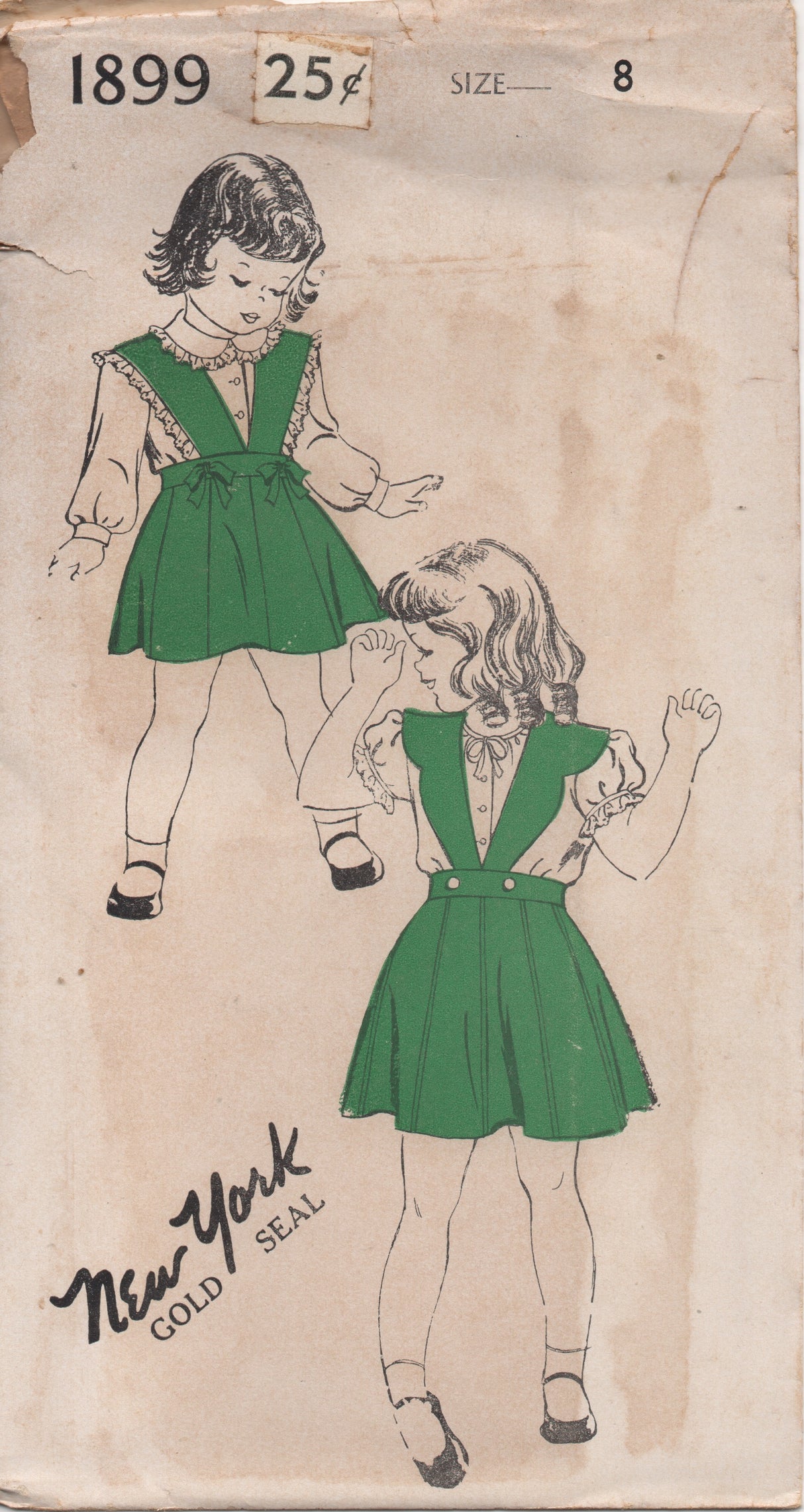 1940's New York Girl's Pinafore and Blouse with Peter Pan Collar - Chest 26" - No. 1899