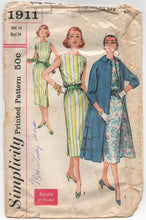 1950's Simplicity One Piece Sheath Dress and Jacket - Bust 34" - No. 1911