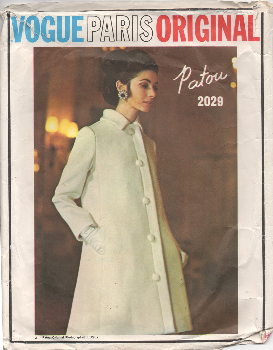 1960's Vogue Paris Original Two Piece Dress and Princess Line Coat Pattern - JEAN PATOU - Bust 34