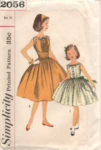 1950’s Simplicity Child's Dress with Pintuck Front Dress, Pleated Skirt - Chest 28" - No. 2056