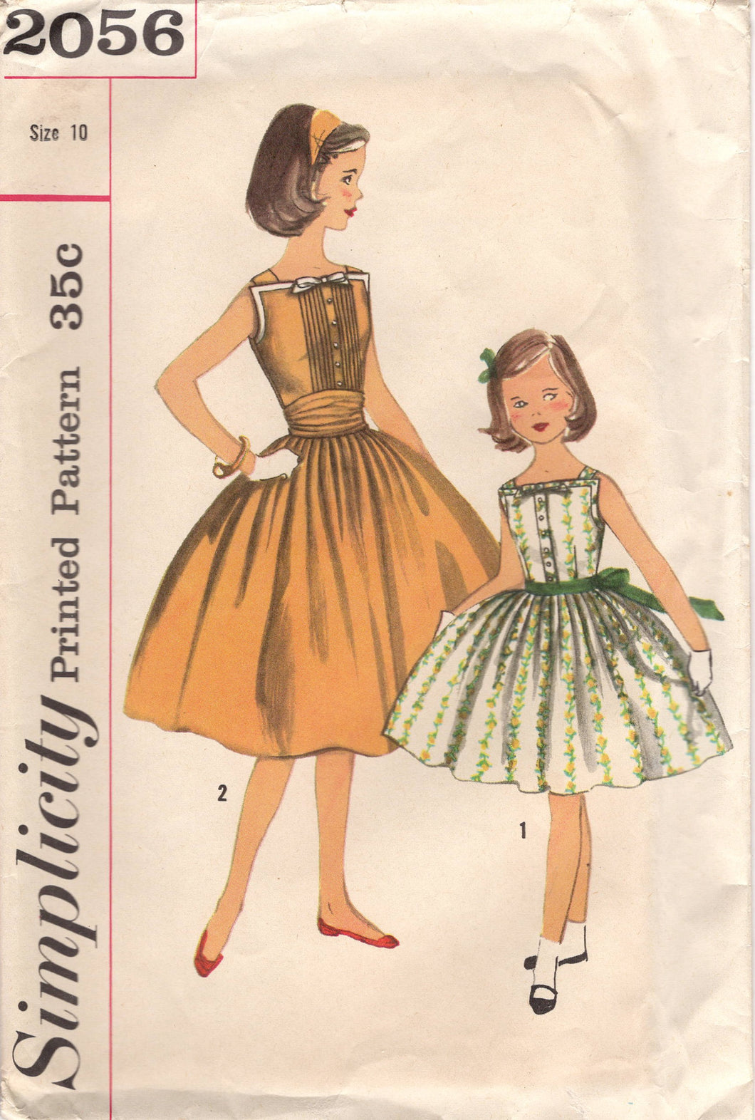 1950’s Simplicity Child's Dress with Pintuck Front Dress, Pleated Skirt - Chest 28