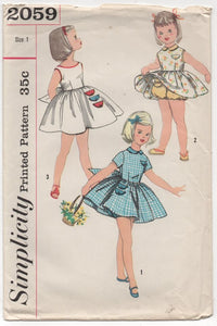 1950's Simplicity Girl's Dress with Flap Accents and Panties - Chest 20" - No. 2059