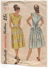 1940's Simplicity One Piece Summer Dress with Wide Neck - Bust 31" - No. 2071