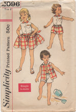 1950's Simplicity Child's Blouse, Shorts and Wrap Skirt - Size 6 - No. 2096