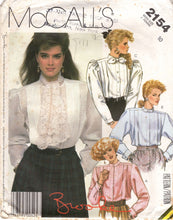 1980's McCall's Blouse pattern with tucked front and mandarin collar - Bust 32.5" - No. 2154