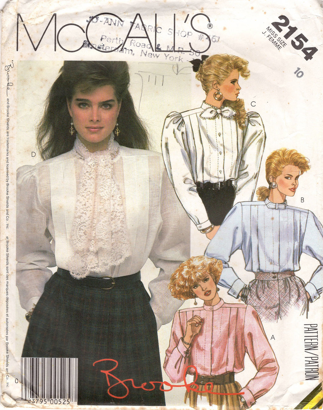 1980's McCall's Blouse pattern with tucked front and mandarin collar - Bust 32.5