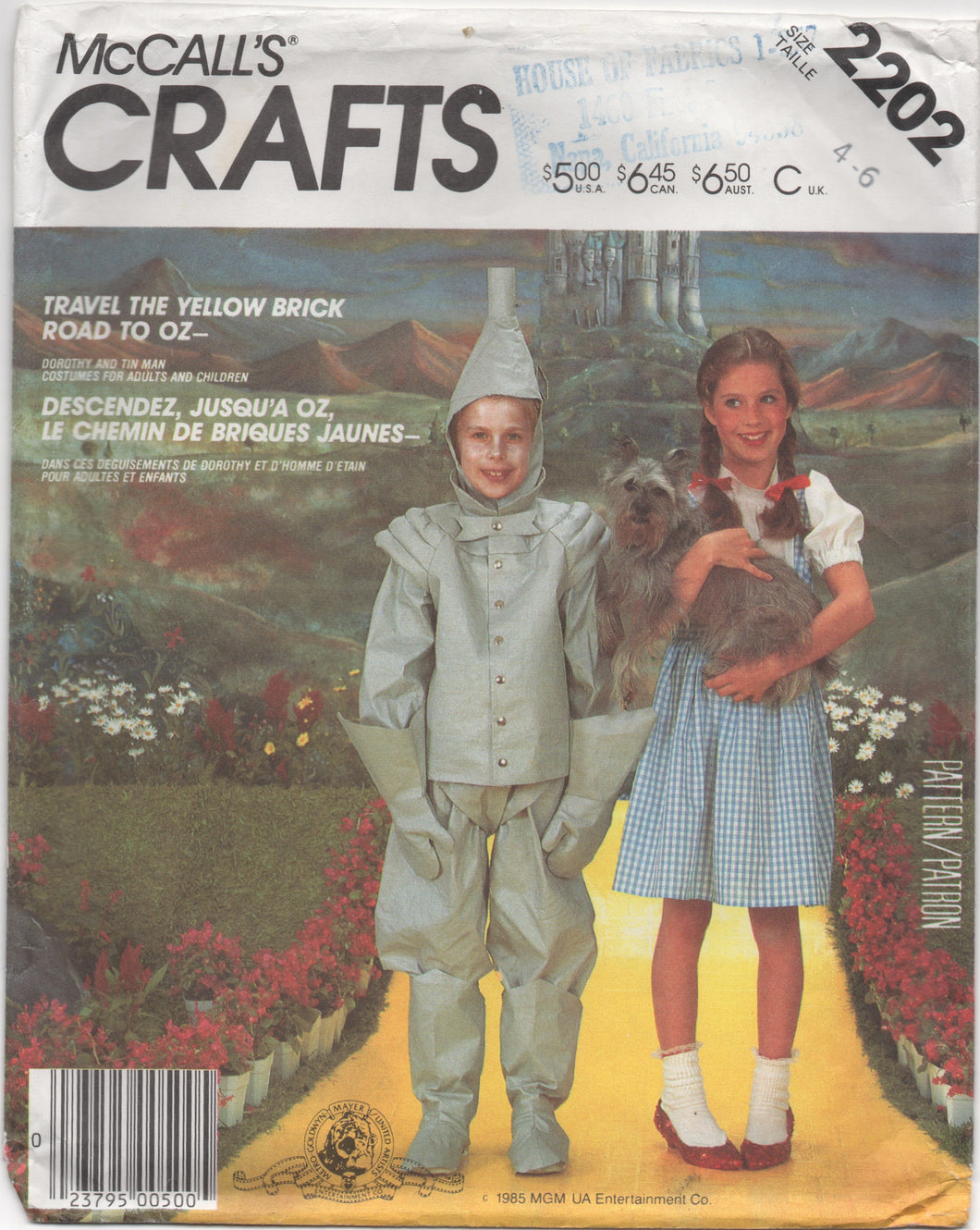 1980’s McCall's Child's Dorothy and Tin Man pattern - Size 4-6 - No. 2202