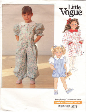 1980's Little Vogue Child's Pin Tucked Dress, Romper or Jumpsuit - Chest 23