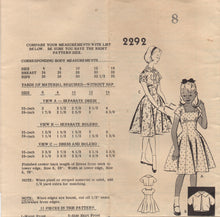 1940's Mail Order Child's Empire Waist Gored Dress and Jacket Pattern - Chest 26" - No. 2292