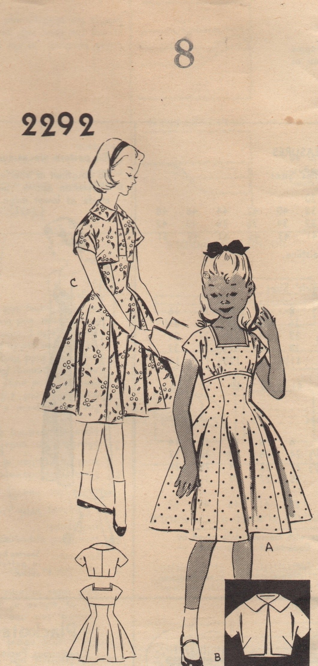 1940's Mail Order Child's Empire Waist Gored Dress and Jacket Pattern - Chest 26