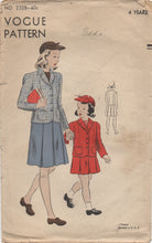 1940's Vogue Child's suit with short Skirt - Chest 23" - No. 2328