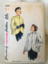 1940’s Simplicity Swing Coat with High Neckline - Bust 30” - No. 2380