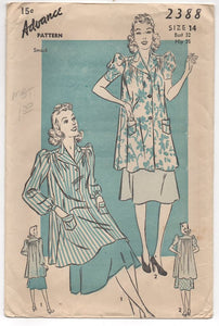 1930's Advance Smock with Puff short or long sleeves - Bust 32" - No. 2388