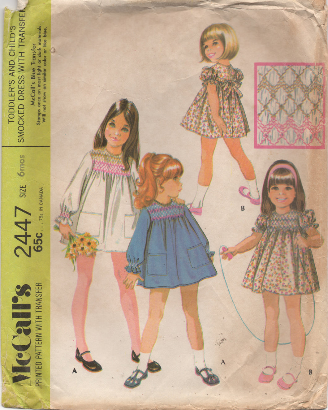 1970's McCall's Baby One Piece Smocked Dress pattern - Chest 19