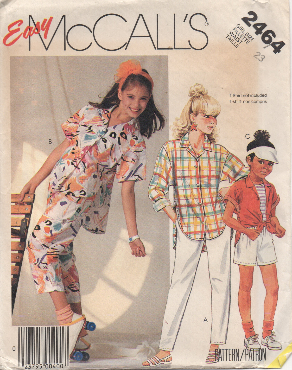 1980's McCall's Child's Blouse or Tie Top, Shorts and Pants - Waist 23" - No. 2464