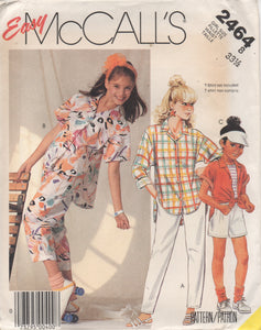 1980's McCall's Child's Blouse or Tie Top, Shorts and Pants - Waist 23.5" - No. 2464
