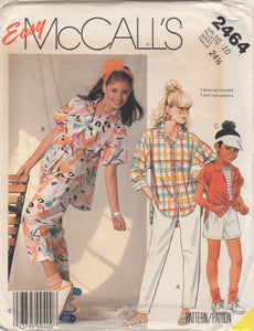 1980's McCall's Child's Blouse or Tie Top, Shorts and Pants - Waist 24.5" - No. 2464