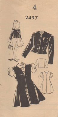 1940's Mail Order Child's Pinafore Dress, Blouse and Jacket Pattern - Chest 23