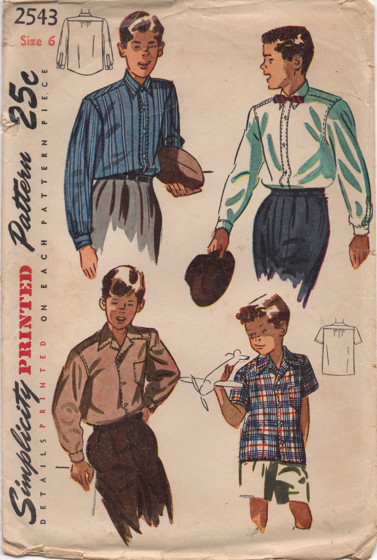 1940's Simplicity Child's Button Up Shirt - Chest 24" - No. 2543