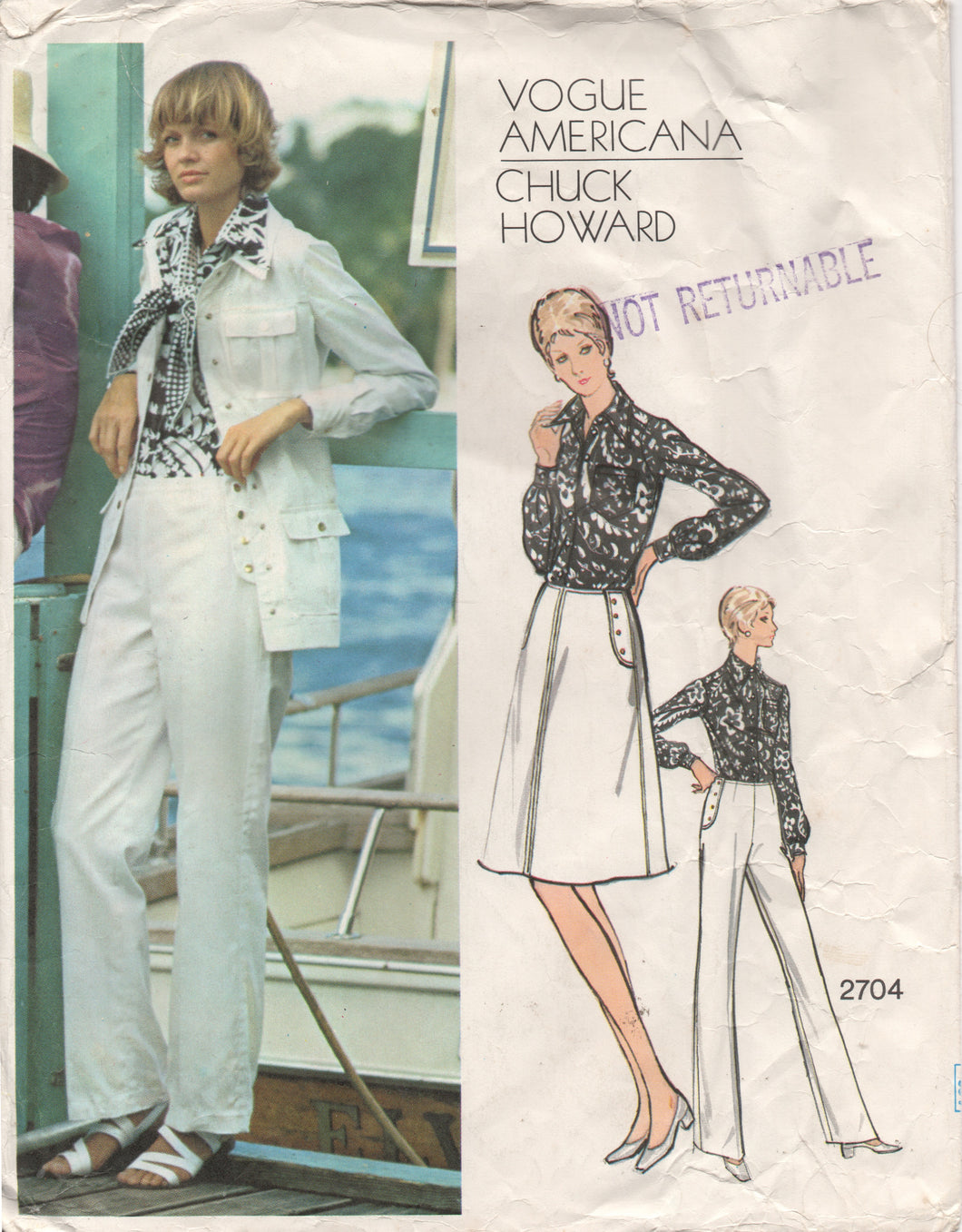 1970's Vogue Americana Shirt, Jacket, High Waisted Pants and Skirt - Chuck Howard - Bust 34