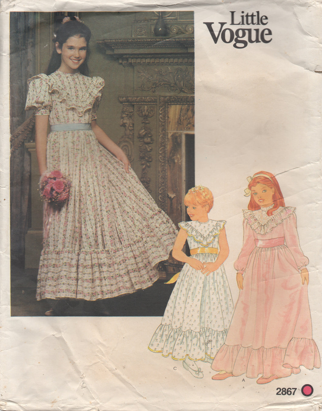 1970's Little Vogue Girl's Prairie Dress with Ruffle Accents - Bust 30