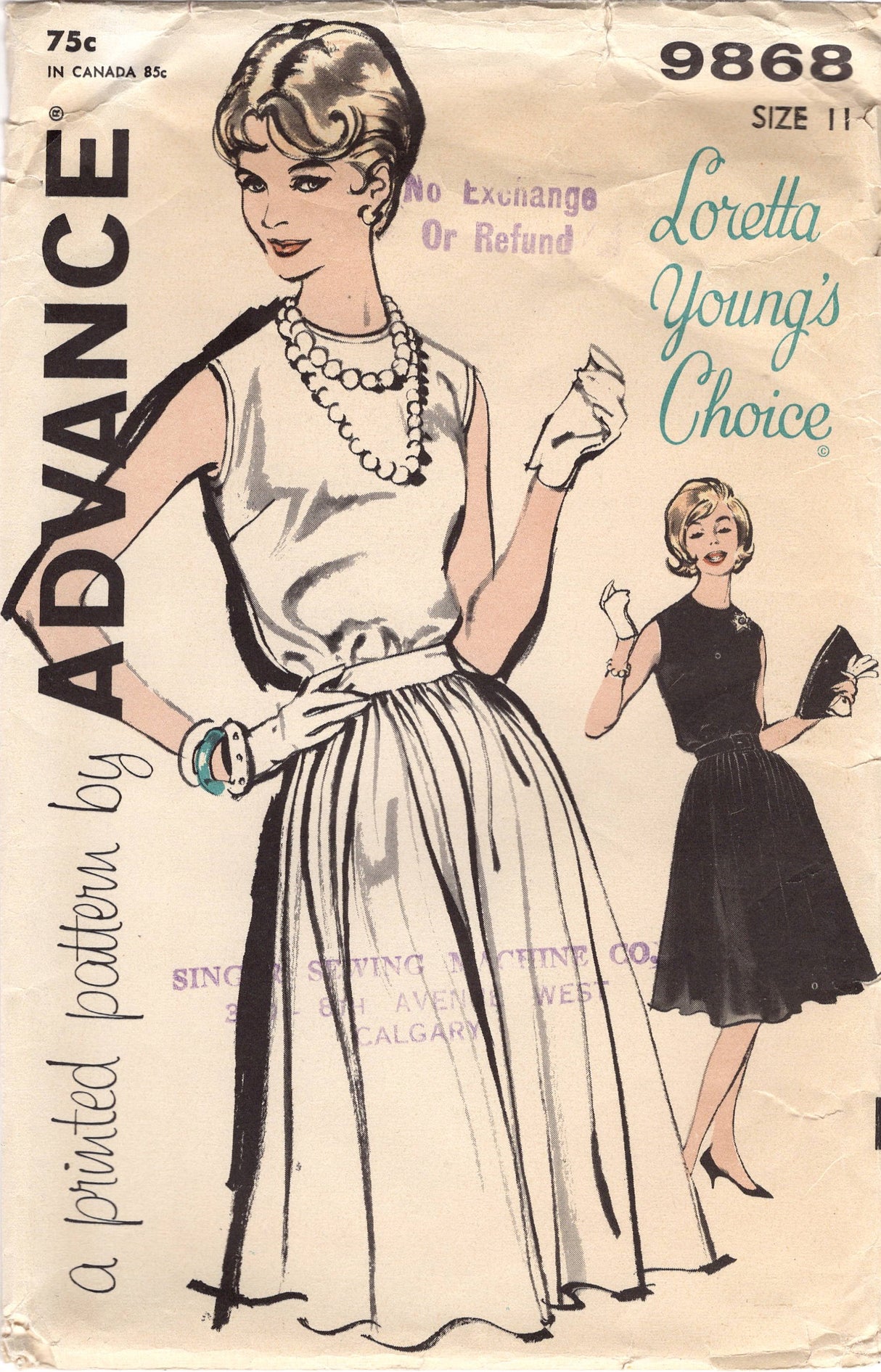 1960's Advance Camisole and Fit and Flare Sleeveless Dress Pattern with Gathered Skirt- Bust 31.5" - No. 9868