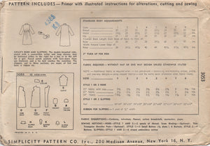 1940's Simplicity Child's Double Breasted Robe with Pockets and Slippers pattern - Chest 21" - No. 3053
