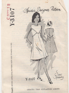 1960's Spadea Sew Speedy One Piece Dress with 3 Piece Yoke - Bust 35" - No. 3107