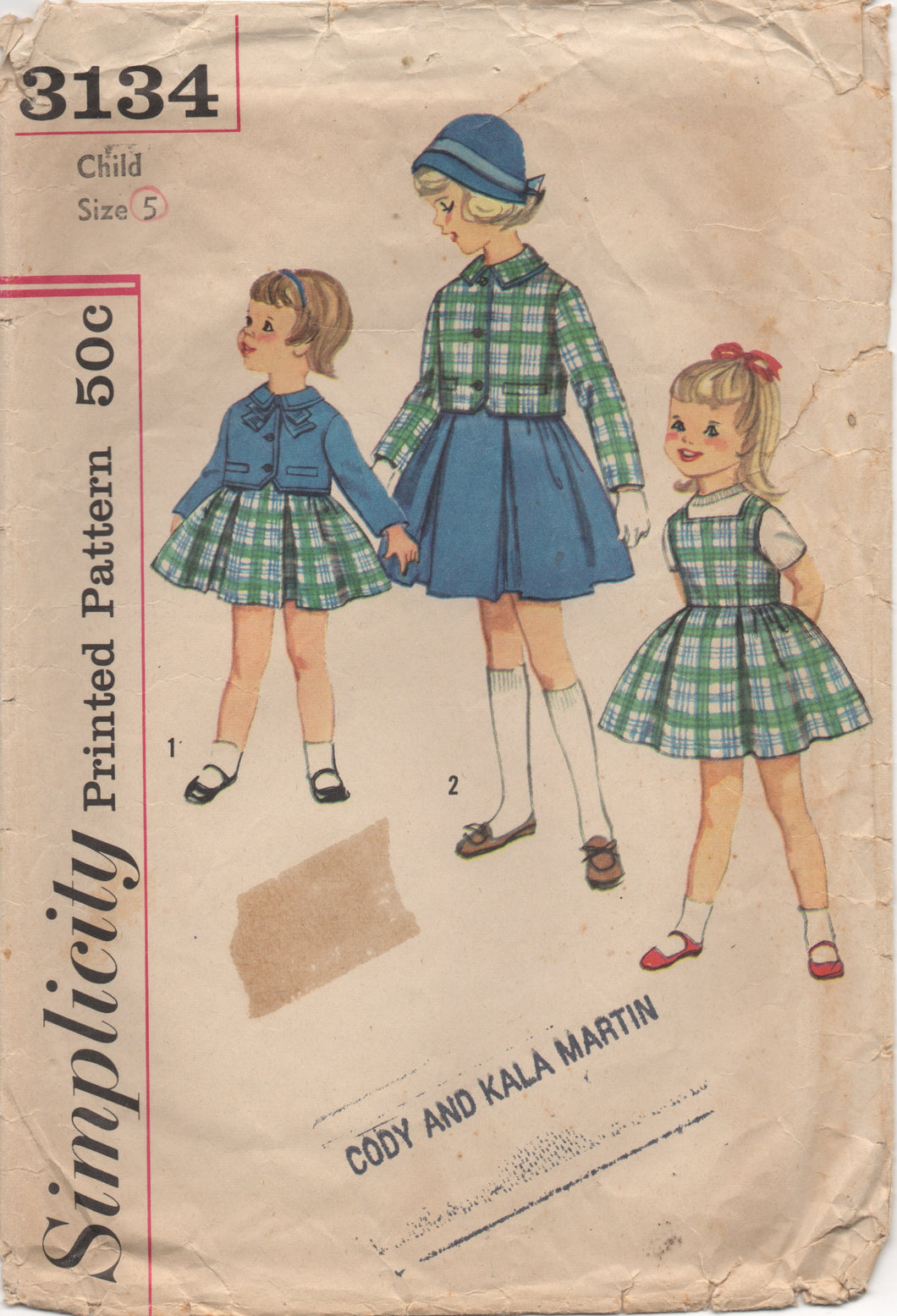 1950's Simplicity Child's One Piece Dress and Jacket - Chest 23.5