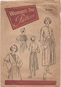 1940's Woman's Day One Piece Dress, Blouse, Jumper & Bolero Pattern - Bust 32" - No. 3192