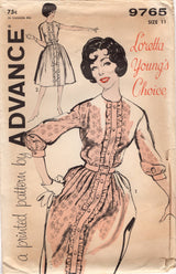 1960's Advance Fit and Flare Dress with High Neckline and Ruffle Accent - Bust 31.5" - No. 9765